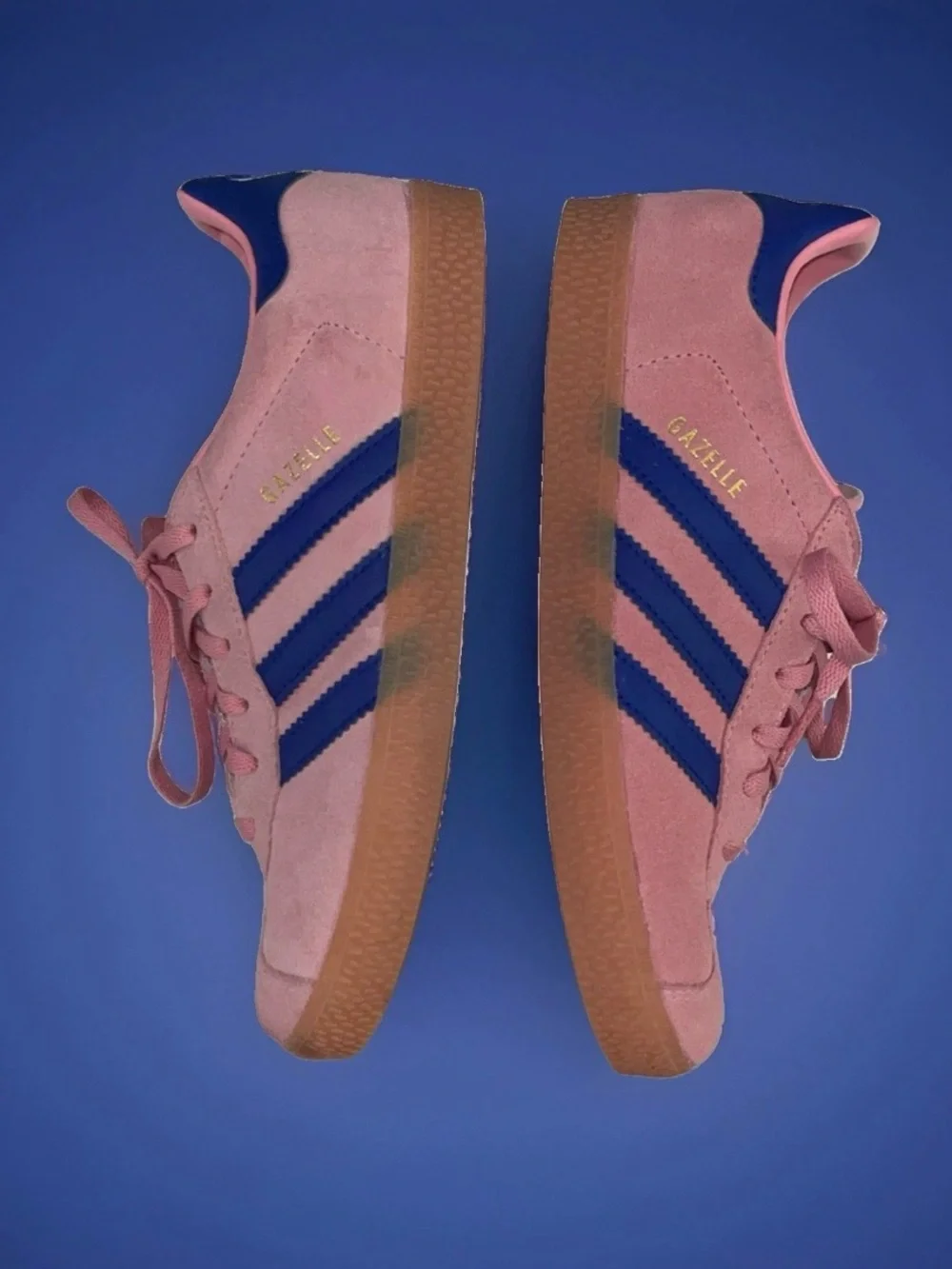 Womens Adidas Gazelle J Semi Pink Spark Lucid Blue Shoes Sneakers Size 4